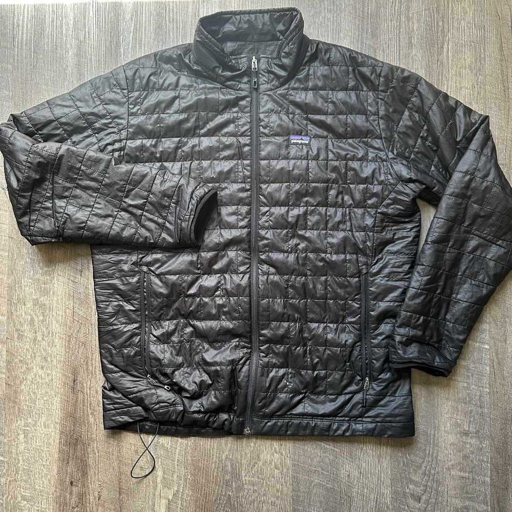 Patagonia Nano Puff Hoody Jacket Mens XL Black Insulated Puffer Hiking
